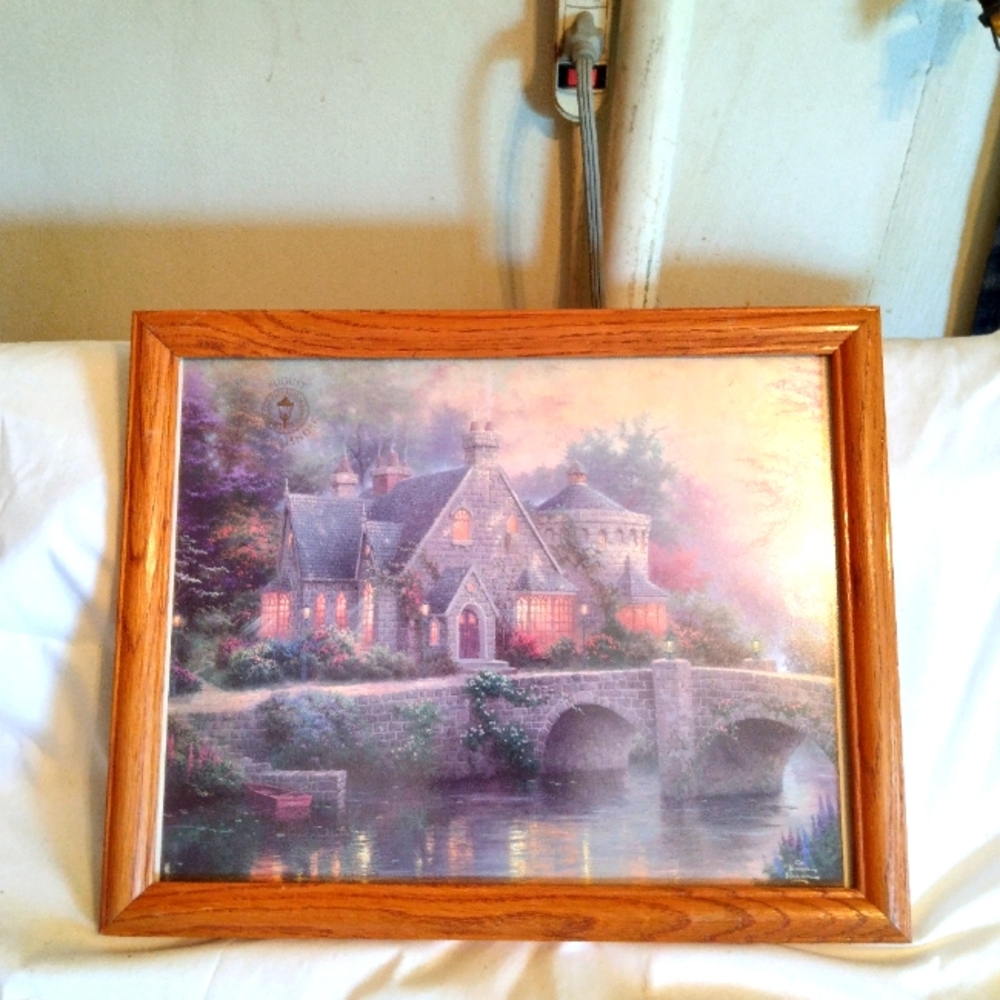 Stunning Vintage Victorian Style Ornate Framed “Thomas Kinkade” Print Artwork